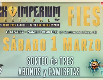 FIESTA ROCK IMPERIUM en GRANADA el sábado 1 de marzo, con sorteo de 3 abonos y camisetas del festival, con la asistencia de SARATOGA