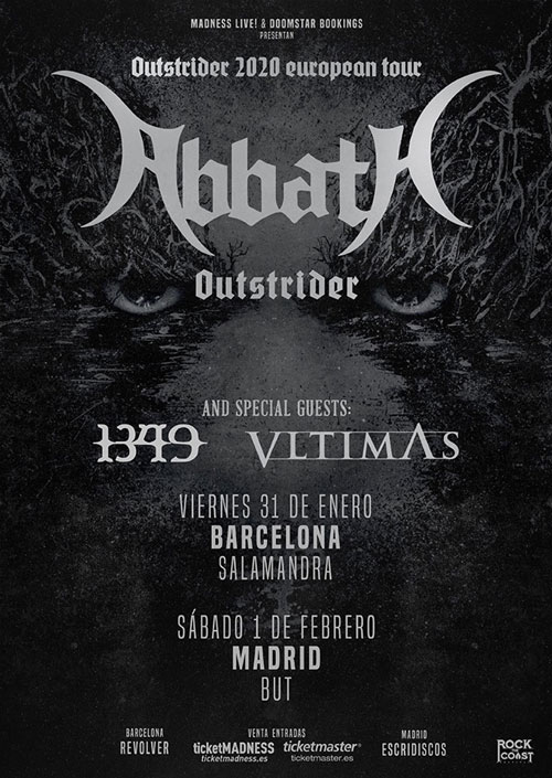 ABBATH + 1349 + VLTIMAS en enero/febrero de 2020 en Barcelona y Madrid