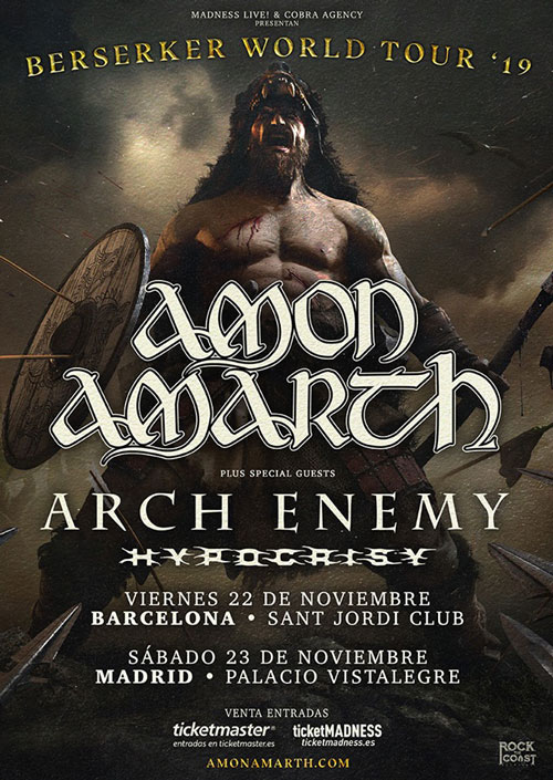 AMON AMARTH con bandas invitadas de lujo: ARCH ENEMY e HYPOCRISY en sus concierto de Barcelona y Madrid 