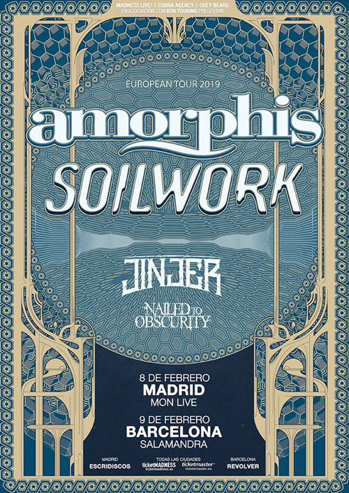 AMORPHIS + SOILWORK, JINJER y NAILED TO OBSCURITY