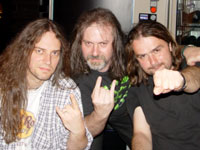 Marcus y Hansi de Blind Guardian con Rafa Basa. Madrid 27 mayo 2003.