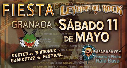 FIESTA RAFABASA de LEYENDAS DEL ROCK en VALENCIA el Viernes 19 de abril.