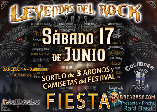 FIESTAS LEYENDAS DEL ROCK - SORTEO de 3 ABONOS y CAMISETAS del Festival en cada fiesta