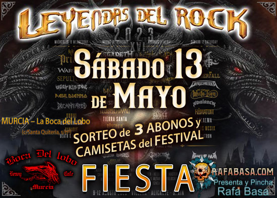 FIESTAS LEYENDAS DEL ROCK - SORTEO de 3 ABONOS y CAMISETAS del Festival en cada fiesta