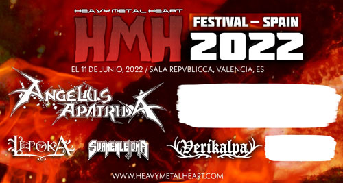 ANGELUS APATRIDA, LEPOKA, SUAMENLEJJONA, VERIKALPA en el festival HEAVY METAL HEART el 11 de Junio de 2022 en Valencia