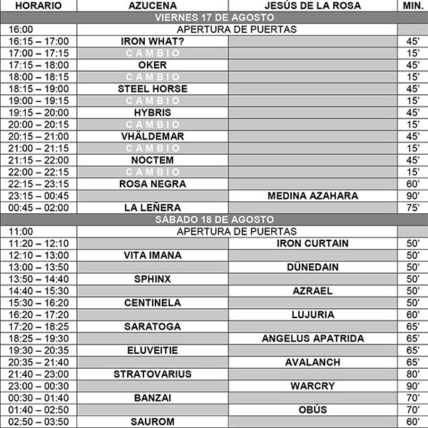 Horarios