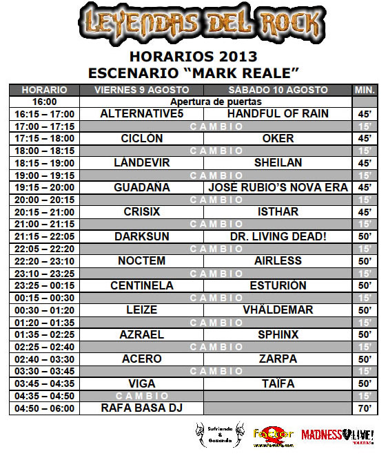 horarios Leyendas