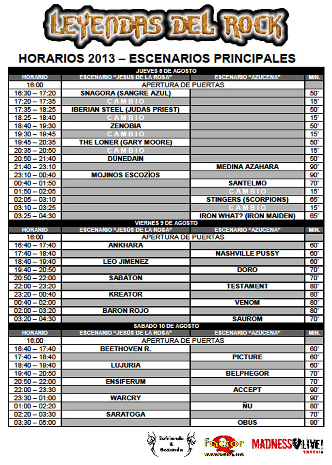 horarios Leyendas