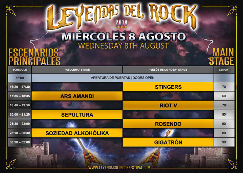 LEYENDAS DEL ROCK HORARIOS