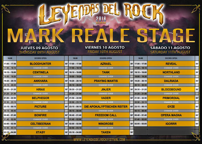 LEYENDAS DEL ROCK HORARIOS