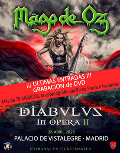 MAGO DE OZ grabará su concierto "Diabulus In Opera II" en Madrid para editarlo en DVD