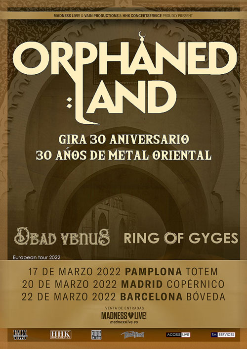 ORPHANED LAND + DEAD VENUS + RING OF GYGES en marzo de 2022