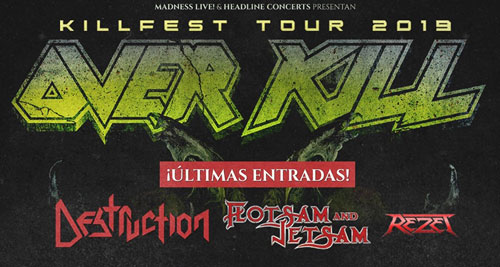 OVERKILL + DESTRUCTION + FLOTSAM & JETSAM en Septiembre en Madrid y Barcelona