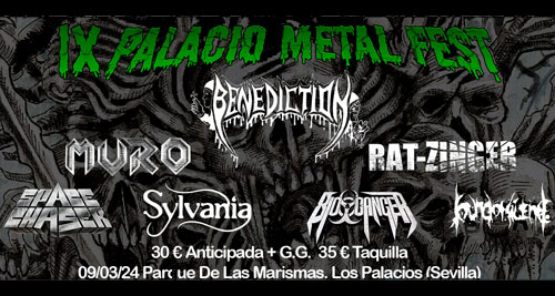 IX edición del PALACIO METAL FEST el 9 de marzo de 2024 en el Parque de Las Marismas de Los Palacios, Sevilla.