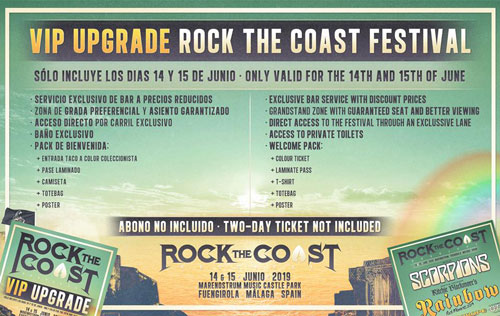 ROCK THE COAST FESTIVAL: VIP Upgrade ROCK THE COAST FESTIVAL 2019 YA a la  venta y Video