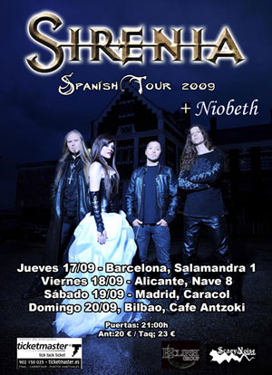 SIRENIA – Hoy jueves arranca su gira en Barcelona. - WWW.RAFABASA