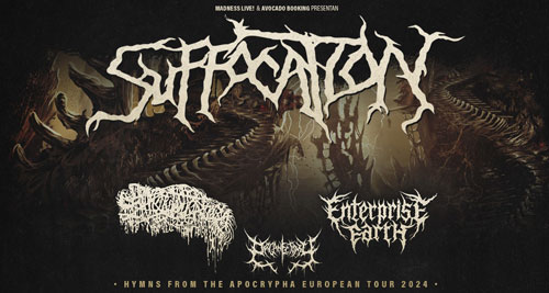 Recordamos las fechas de SUFFOCATION acompañados por SANGUISUGABOGG, ENTERPRISE EARTH y ORGANECTOMY.