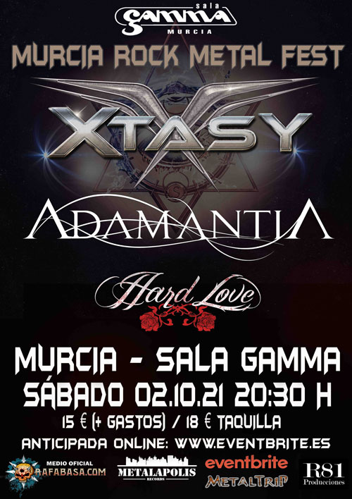 MURCIA ROCK METAL FEST con XTASY, ADAMANTIA y HARD LOVE en Murcia, el sábado 2 de octubre